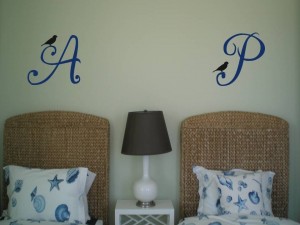 NEW DESIGN  Monogram with Bird Wall Decal Wall Lettering