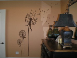 Wall Decal Quote  Dandelion Trio XL Wall Decal Graphic Transfer Wall Decal Wall Words Wall Art